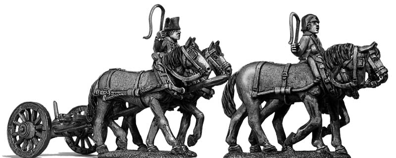 Four horse limber walking with two civilian drivers (28mm)