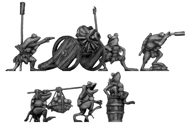 Pond Wars Frog Gun with six crew (28mm)