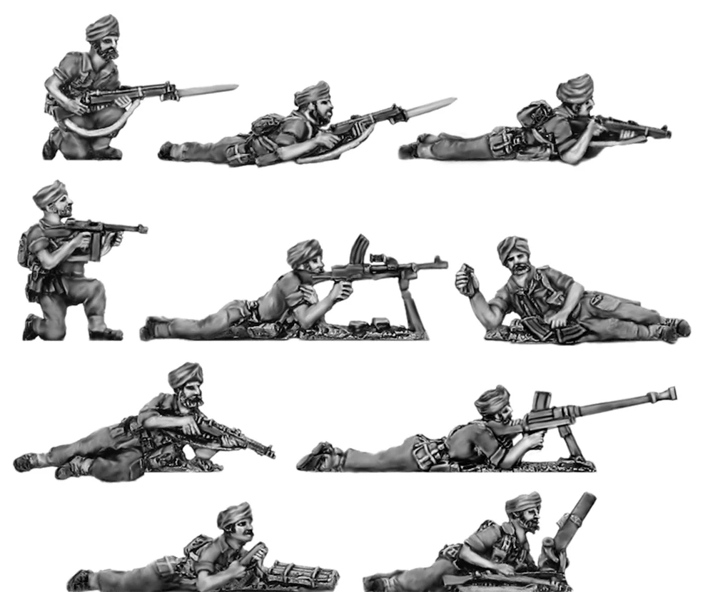 Sikh Infantry prone and kneeling (20mm)